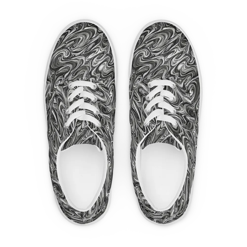 Noir Marble on Men's Lace-Up Canvas Shoes — Front