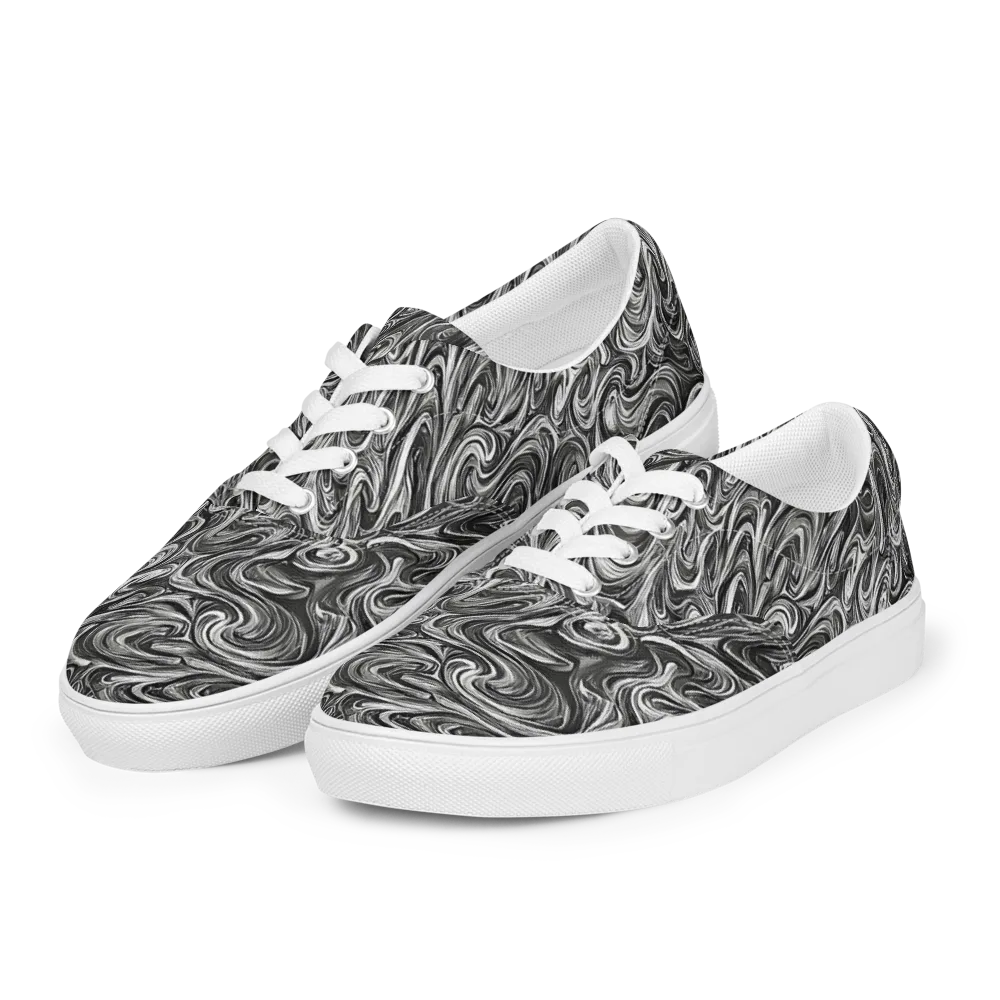 Noir Marble on Men's Lace-Up Canvas Shoes — Left Front