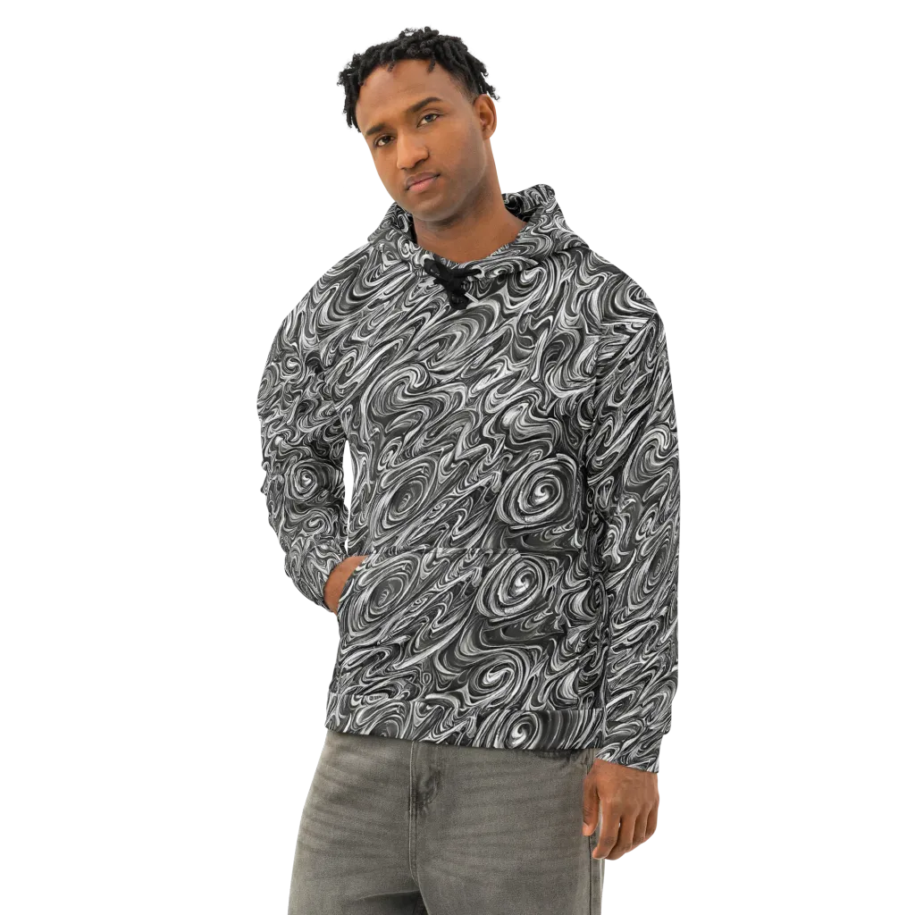 Noir Marble on Cotton Hoodie — Left Front