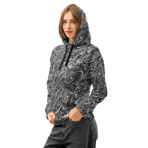 Noir Marble on a Cotton Hoodie