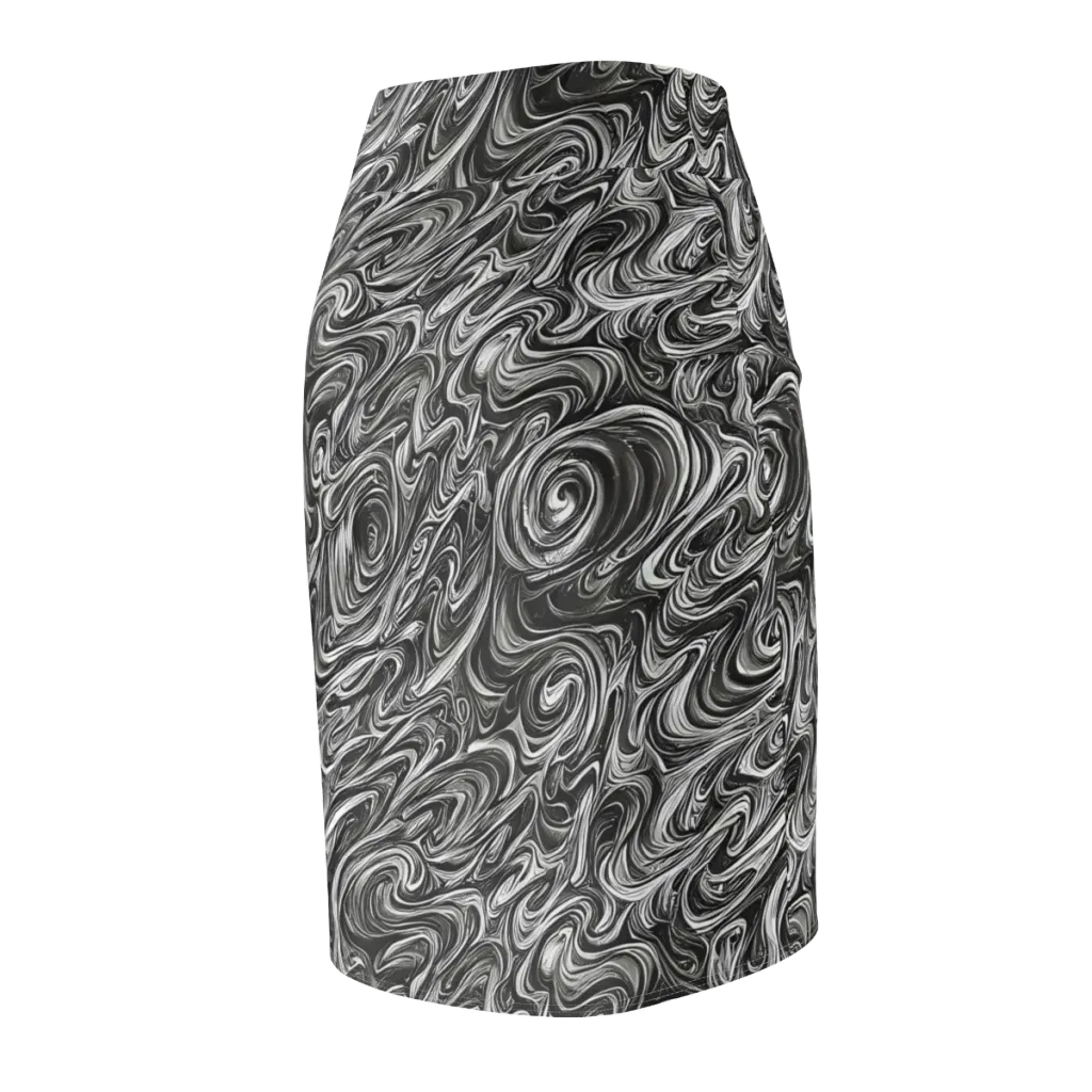 Noir Marble on Pencil Skirt — Back Side