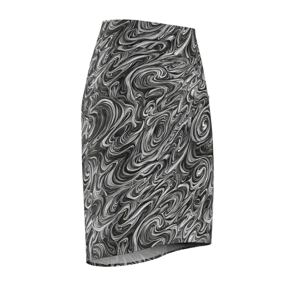 Noir Marble on Pencil Skirt — Front Side