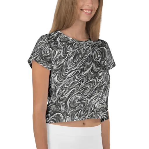 Noir Marble on a Crop Tee