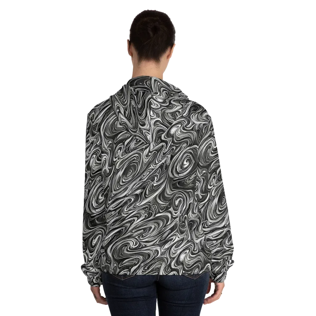 Noir Marble on Women's Full-Zip Hoodie — Back On Person