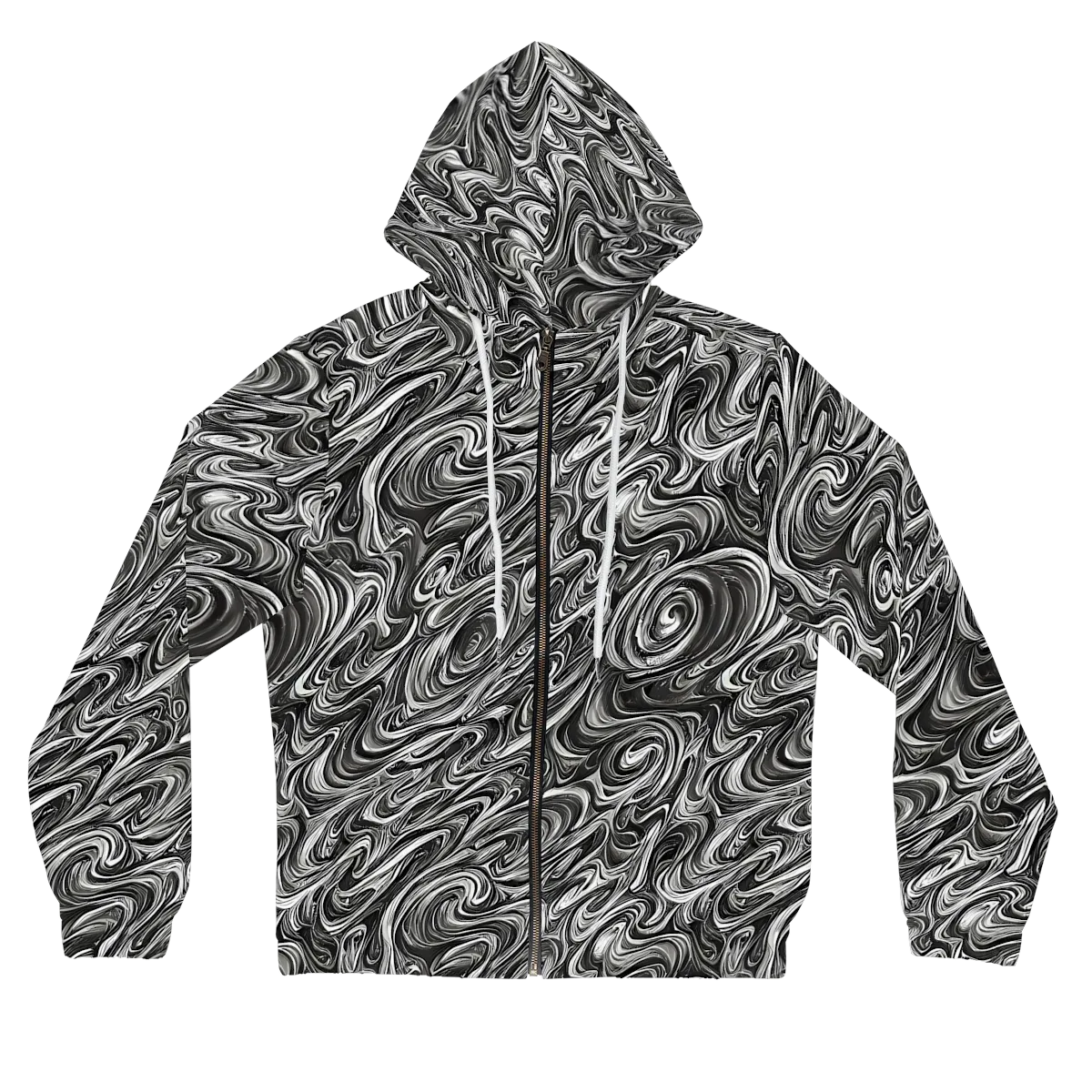 Noir Marble on Women's Full-Zip Hoodie — Front