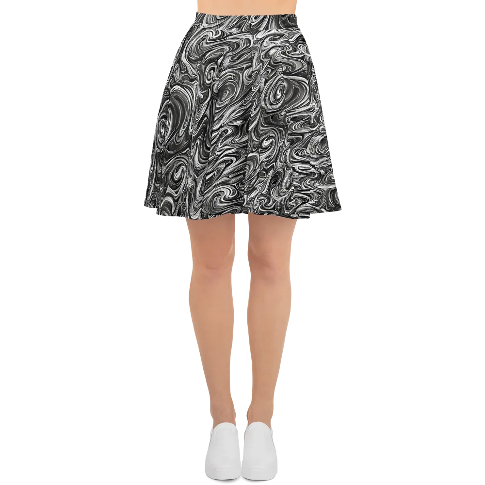 Noir Marble on Skater Skirt — Front