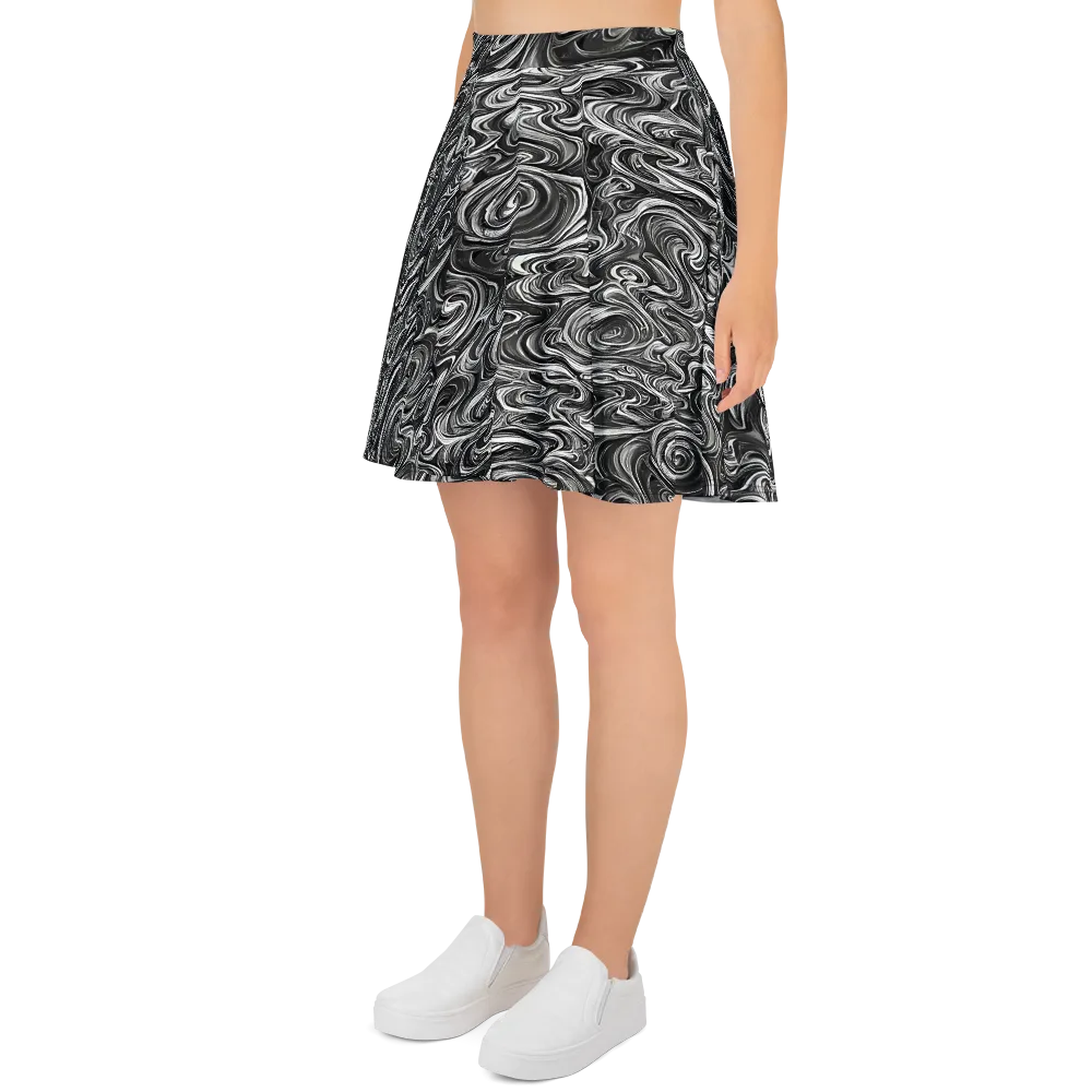 Noir Marble on Skater Skirt — Left