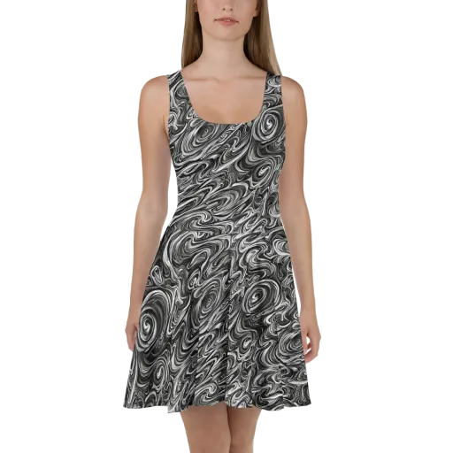 Noir Marble on a Skater Dress