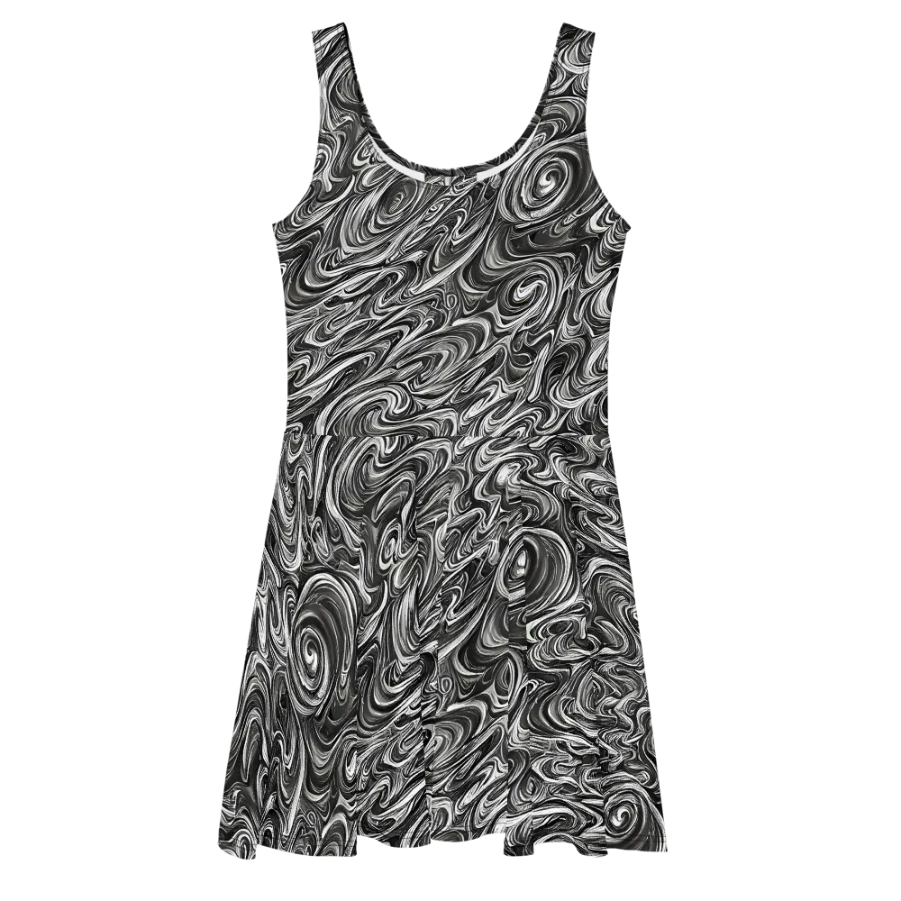 Noir Marble on Skater Dress — Front