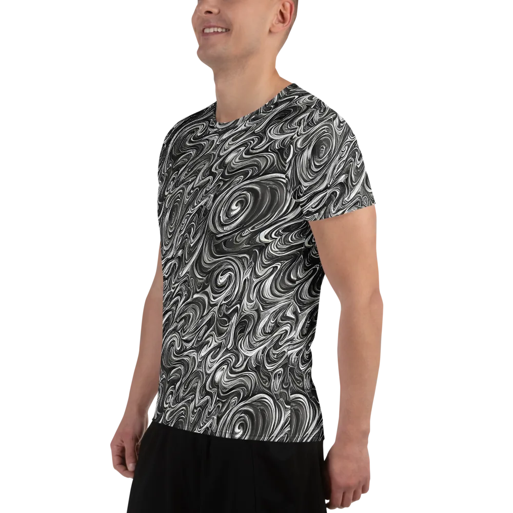 Noir Marble on Men's Athletic T-Shirt — Left