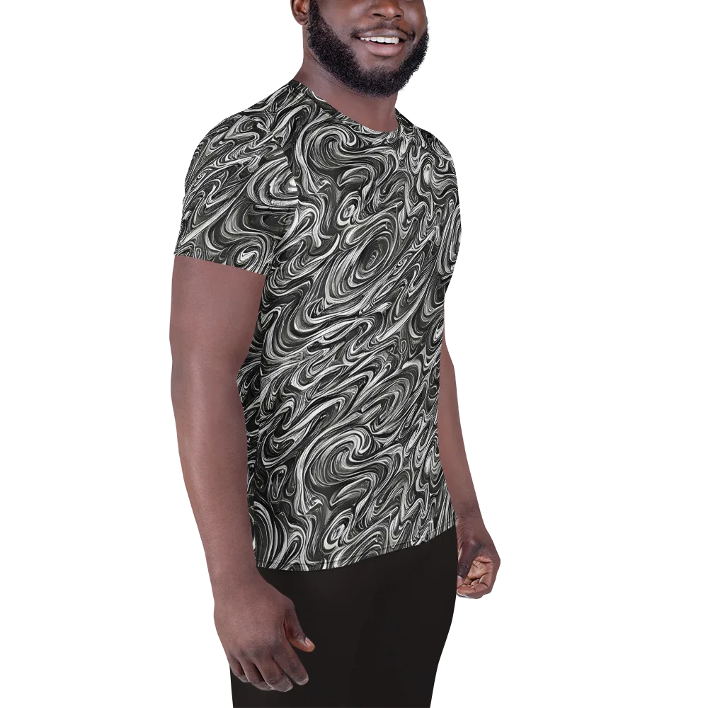 Noir Marble on Men's Athletic T-Shirt — Right
