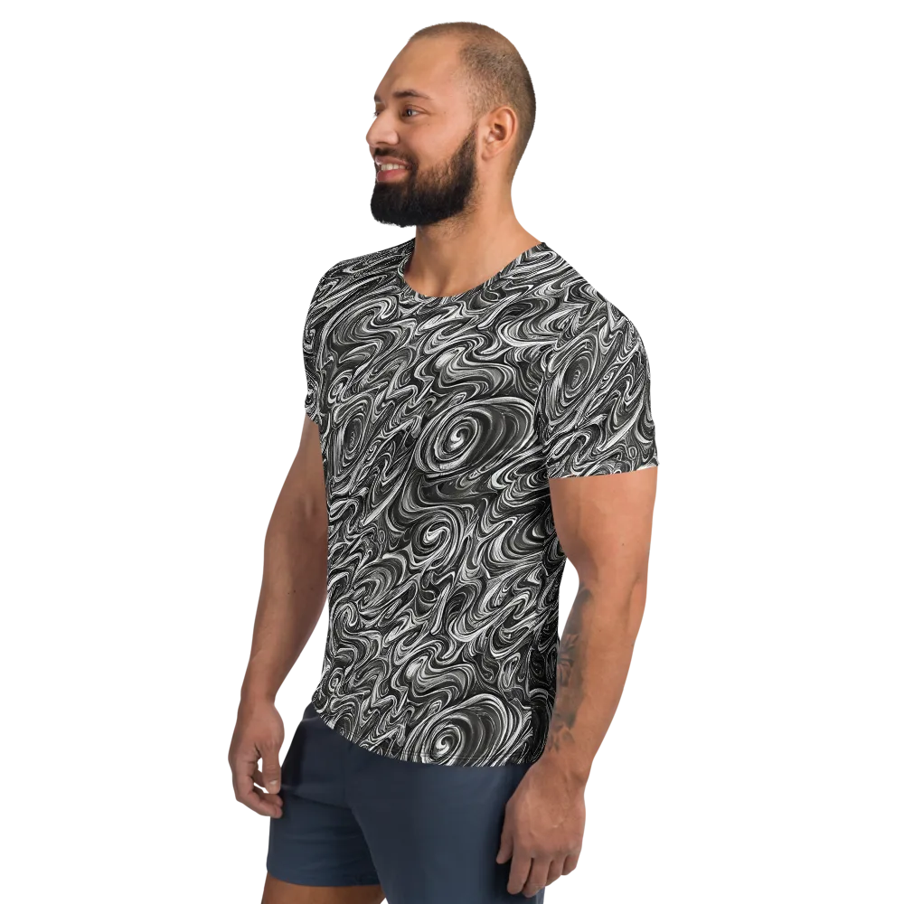 Noir Marble on Men's Athletic T-Shirt — Left