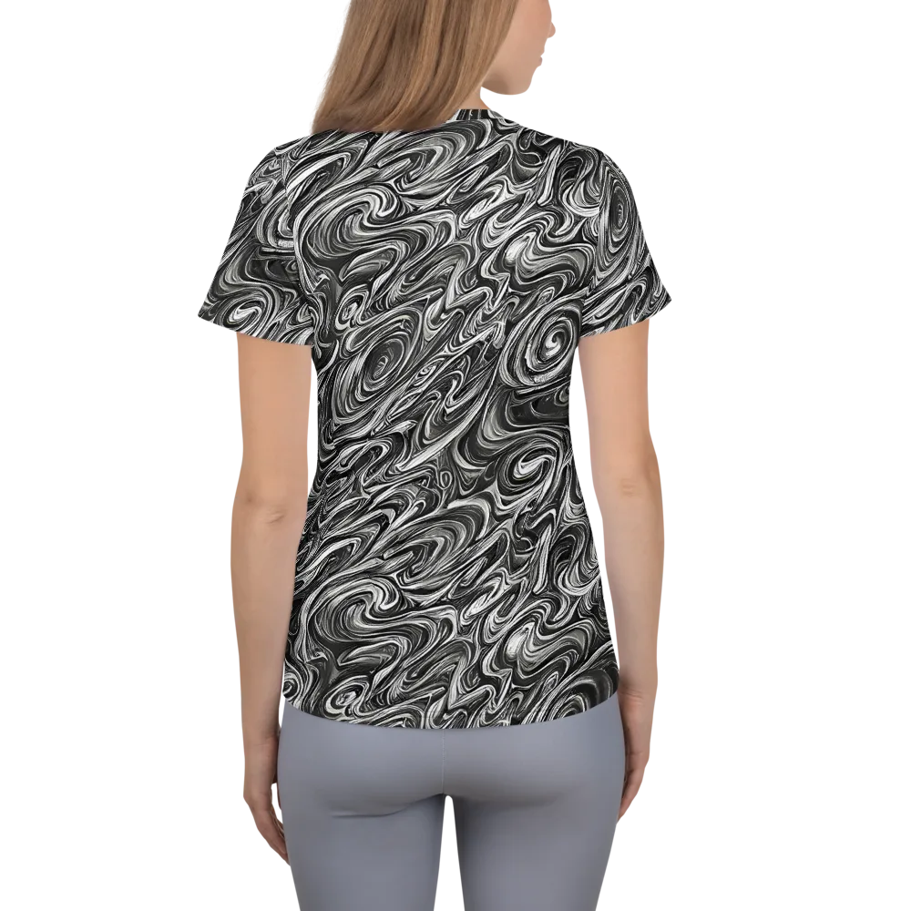 Noir Marble on Women's Athletic T-Shirt — Back