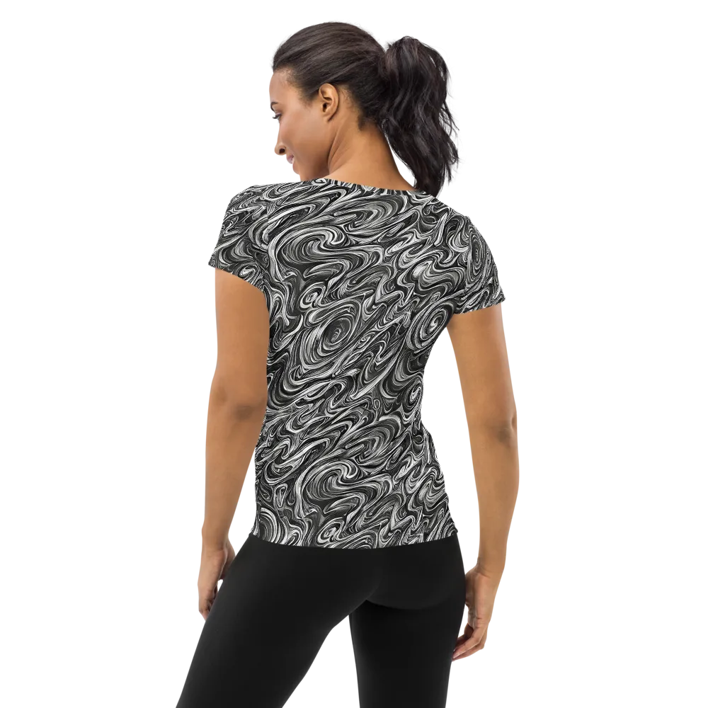 Noir Marble on Women's Athletic T-Shirt — Back