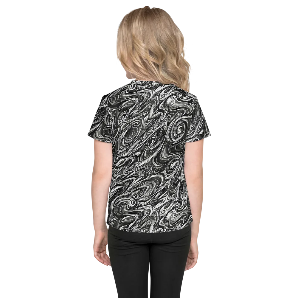 Noir Marble on Kids Crew Neck T-Shirt — Back