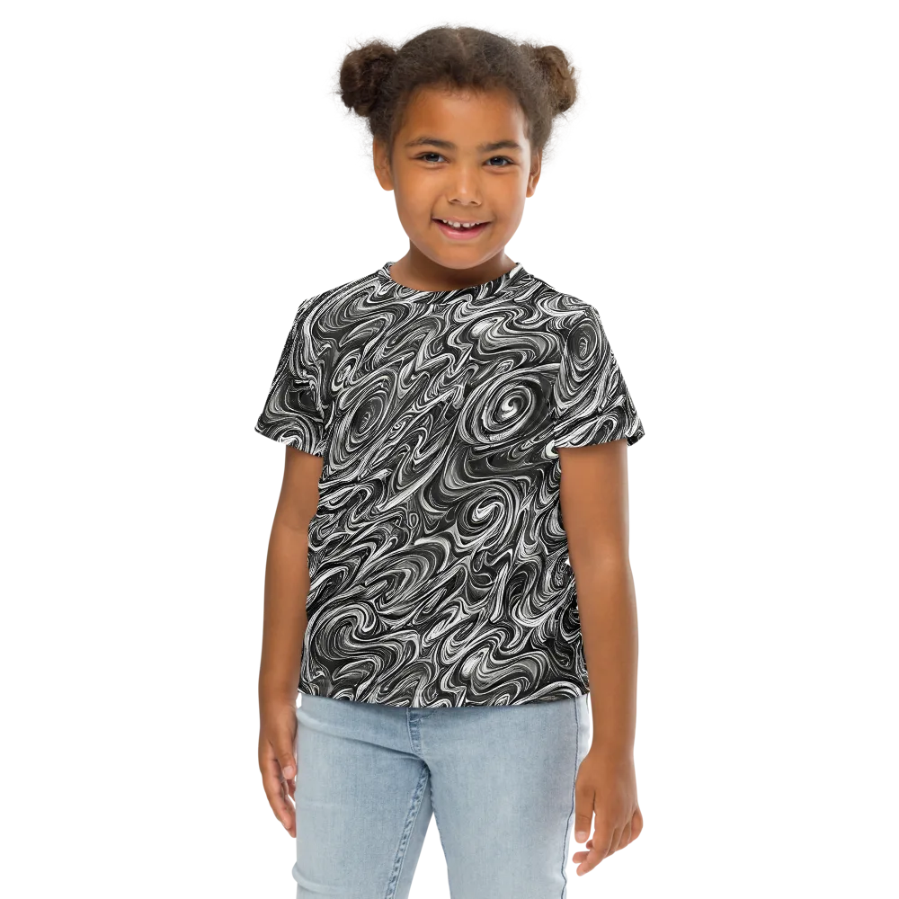 Noir Marble on Kids Crew Neck T-Shirt — Front