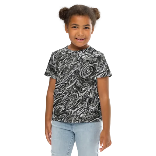 Noir Marble on a Kids Crew Neck T-Shirt