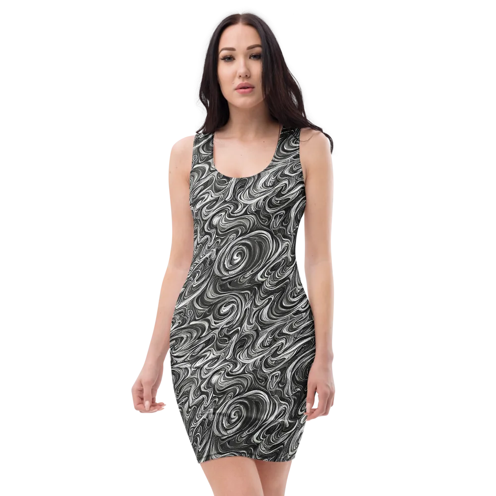 Noir Marble on Bodycon Dress — Front