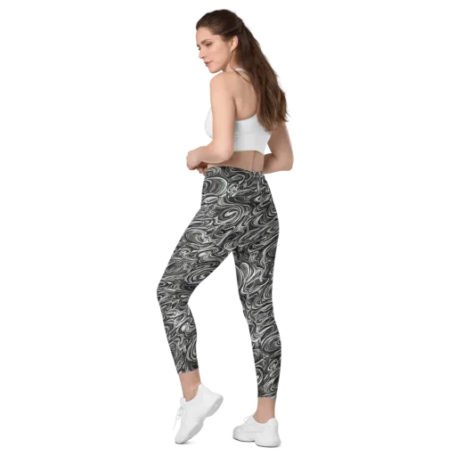 Noir Marble on a Leggings with Pockets