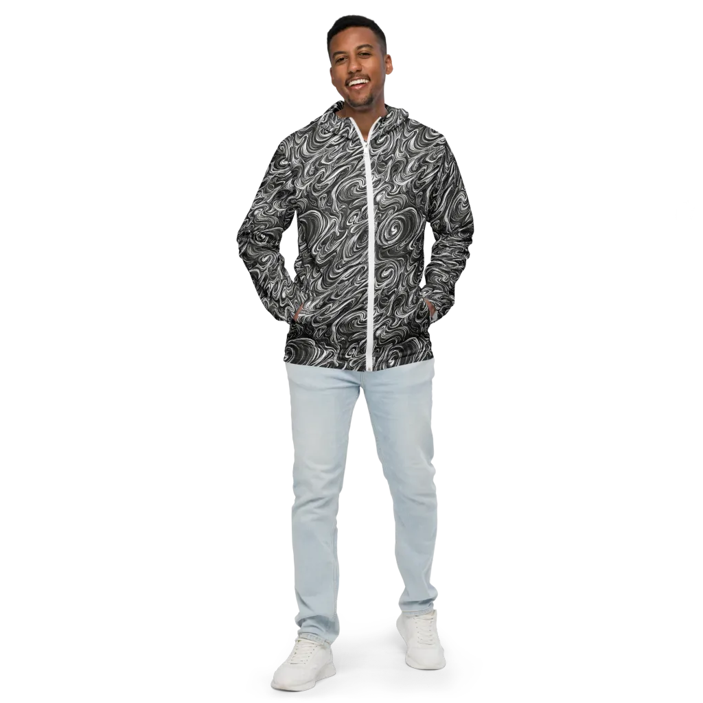 Noir Marble on Men's Windbreaker — Front