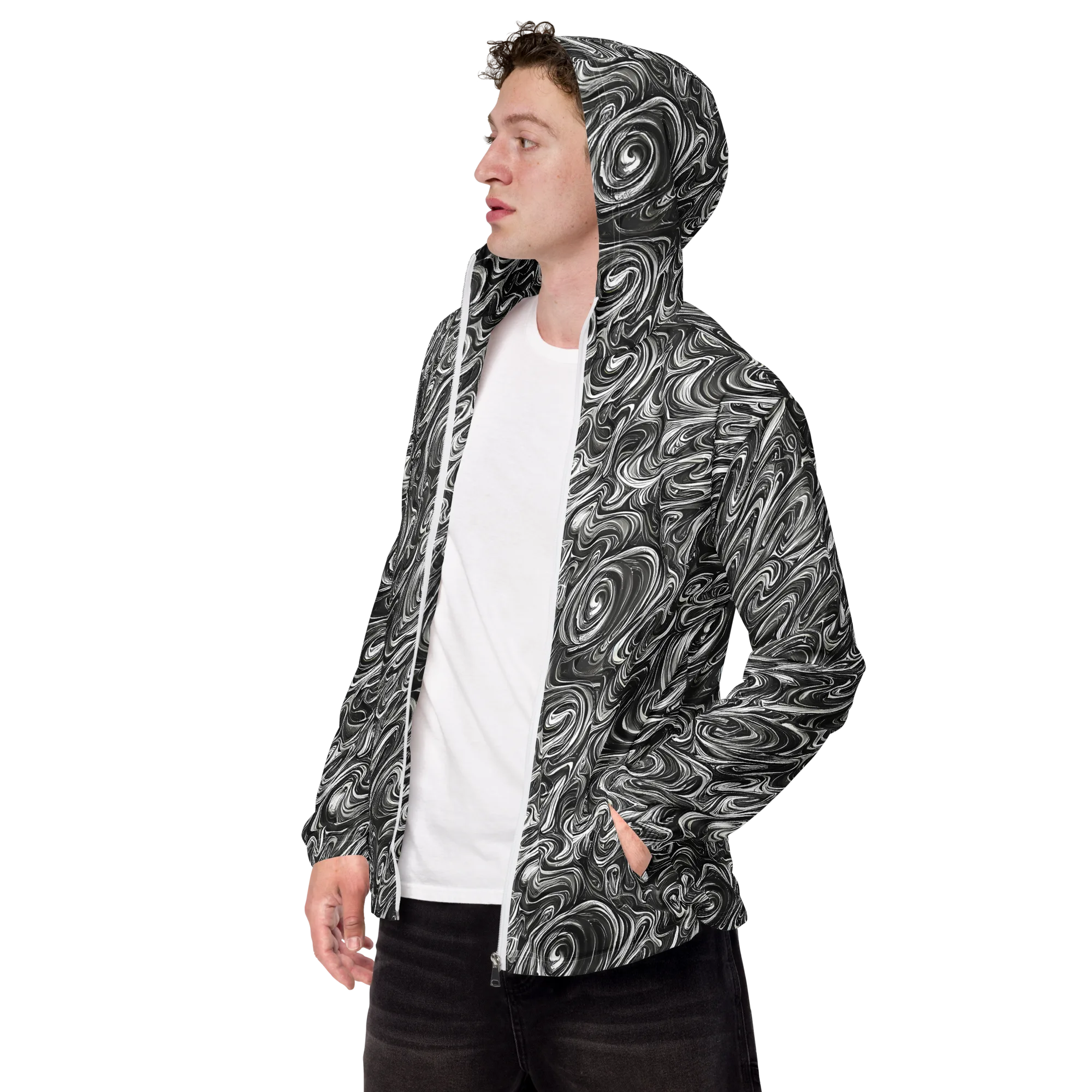 Noir Marble on Men's Windbreaker — Left Front
