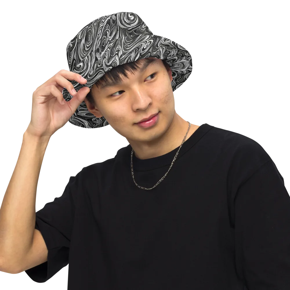 Noir Marble on Reversible Bucket Hat — Front Inside