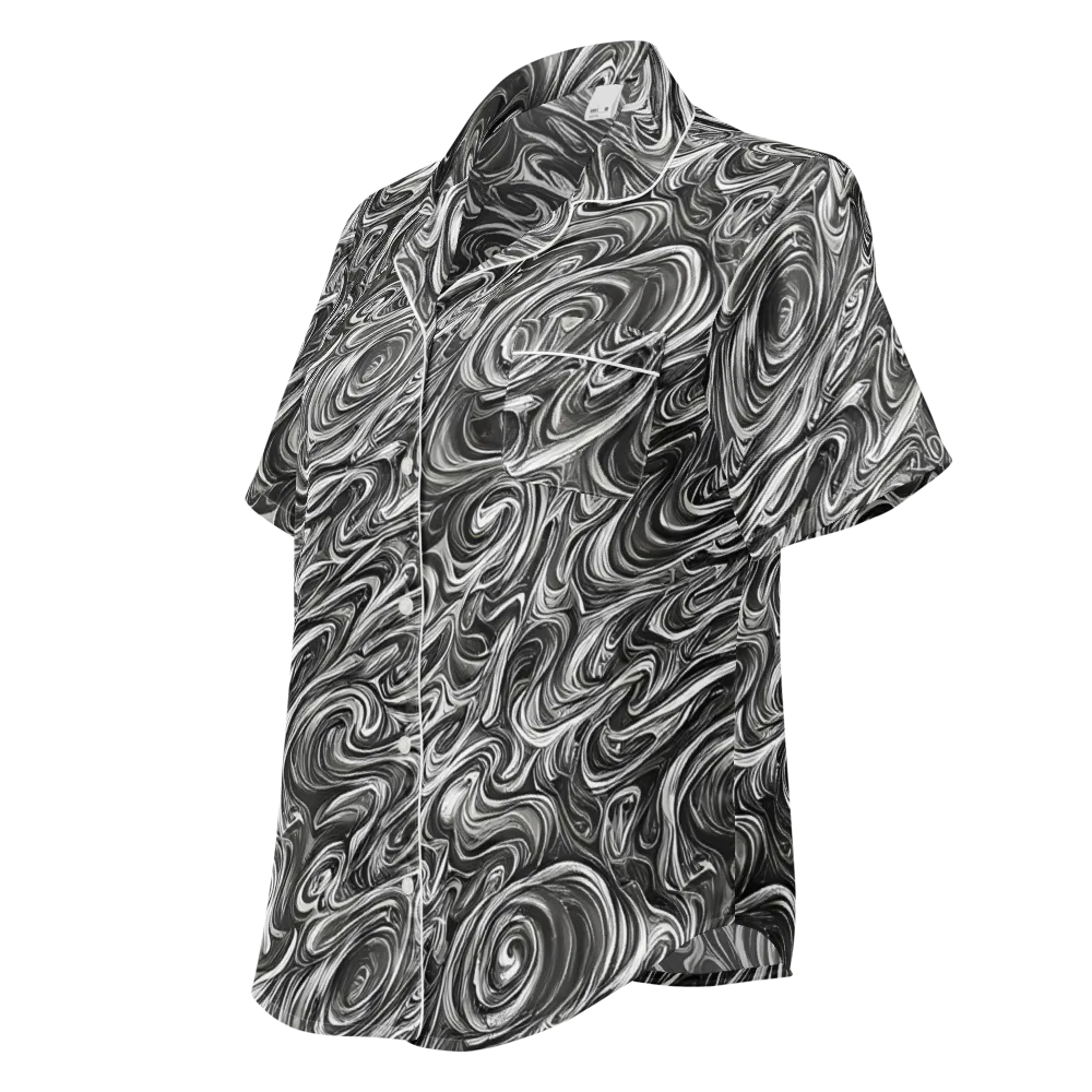 Noir Marble on Women's Short Sleeve Pajama Top — Left Front