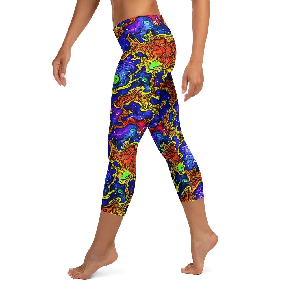 Electric Lava on Capri Leggings — Left