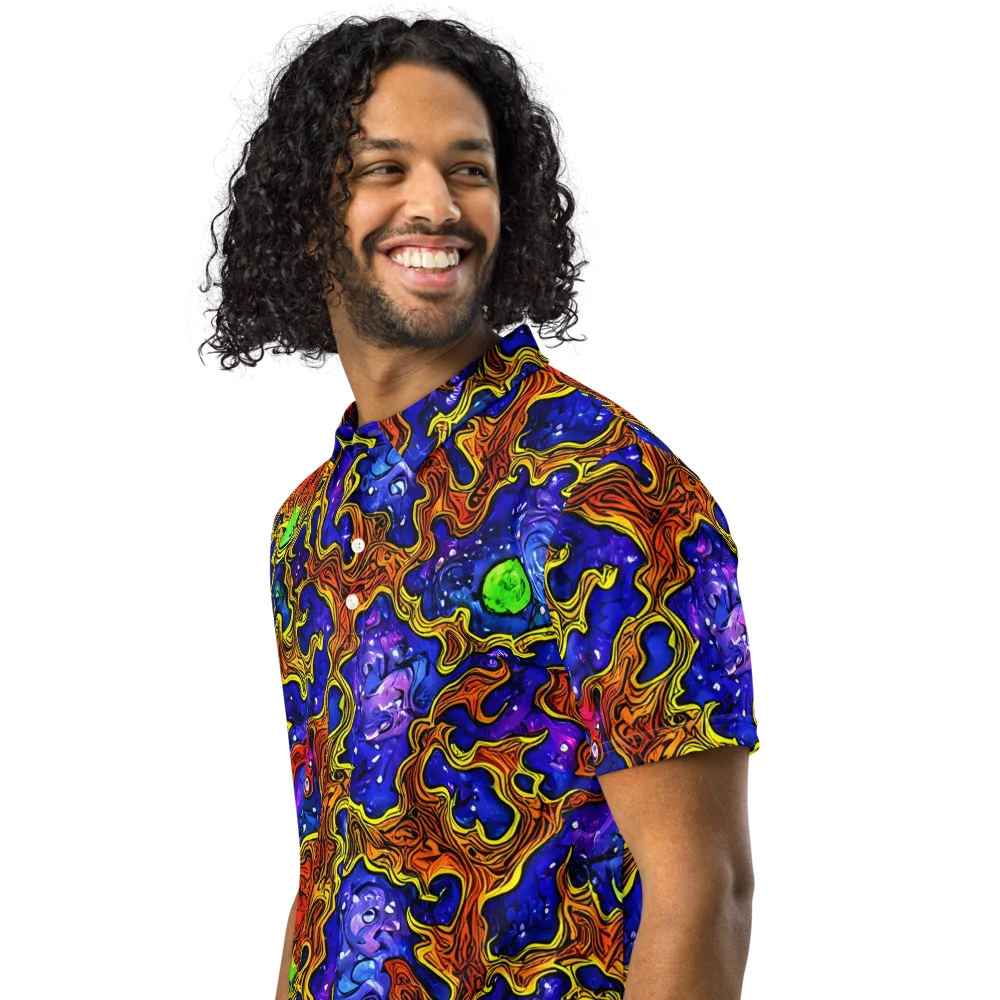 Electric Lava on Men's Slim Fit Polo Shirt — Left Front