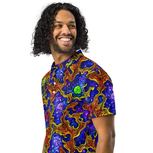 Electric Lava on a Men's Slim Fit Polo Shirt