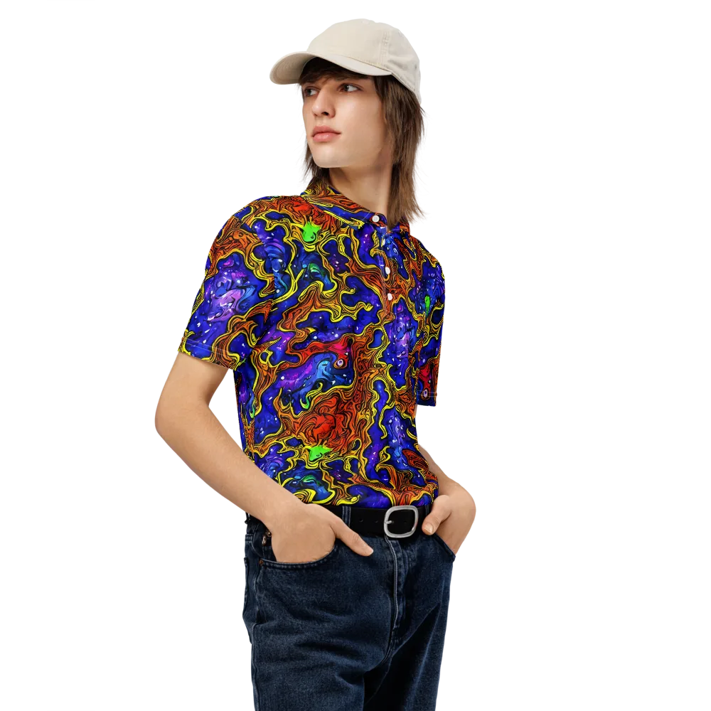 Electric Lava on Men's Slim Fit Polo Shirt — Right Front