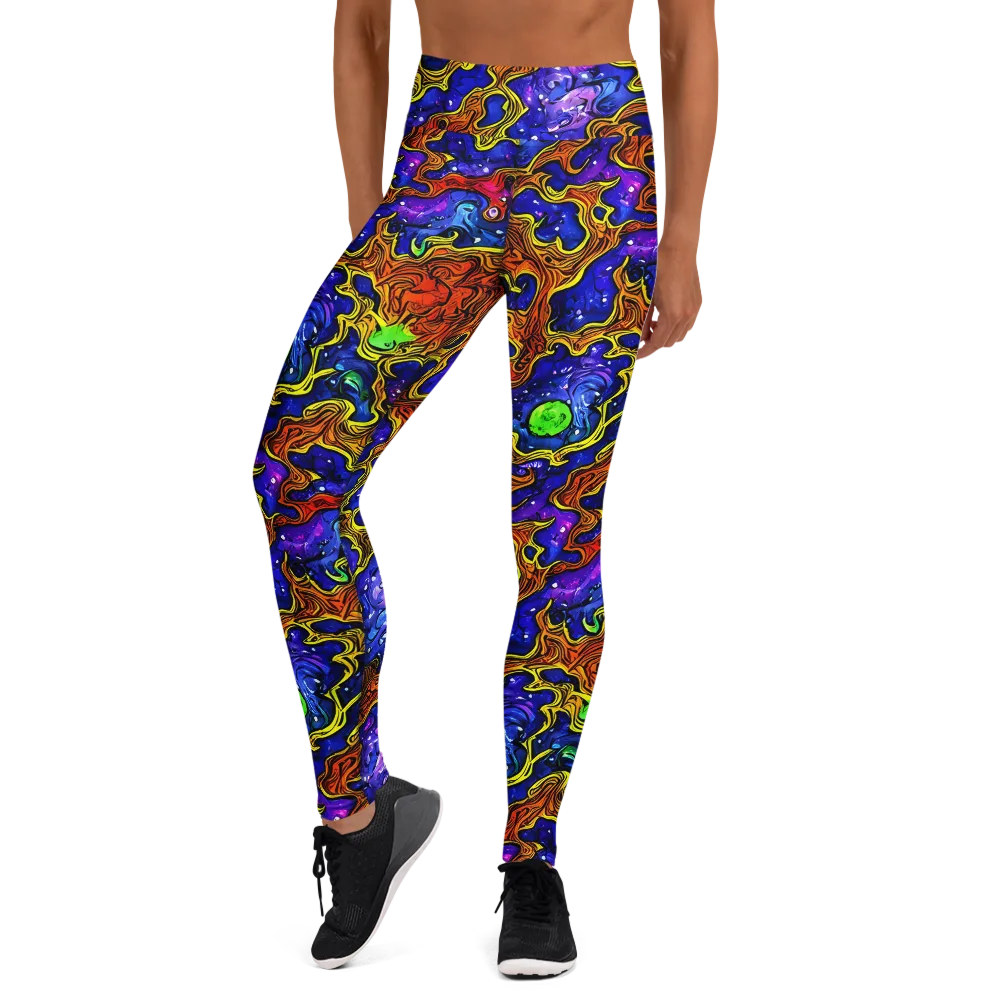 Electric Lava on Yoga Leggings — Front