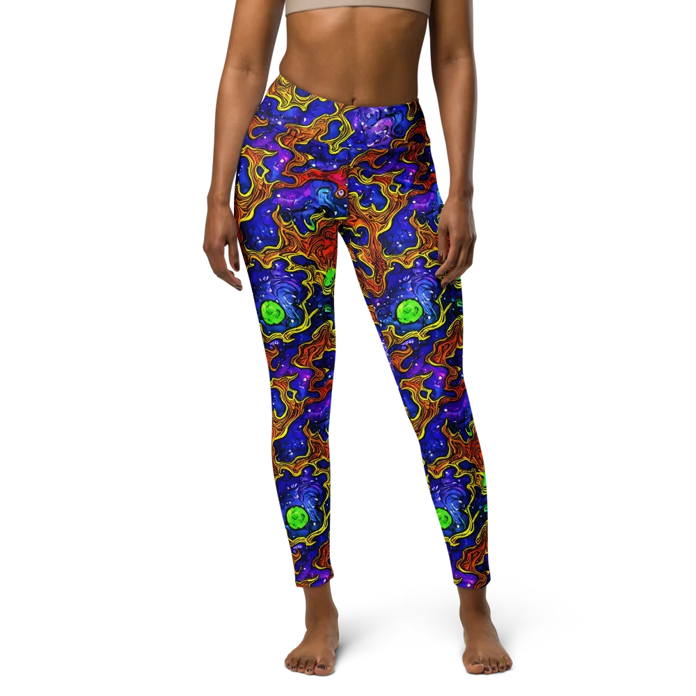 Electric Lava on Yoga Leggings — Front