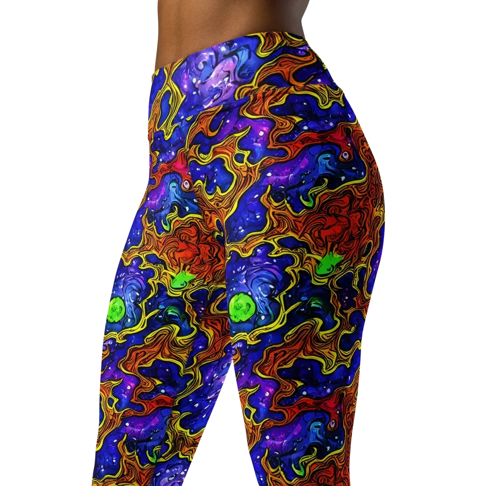 Electric Lava on Yoga Leggings — Left Front