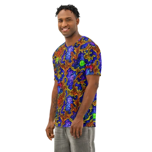 Electric Lava on a Men's Cotton Crew Neck T-Shirt