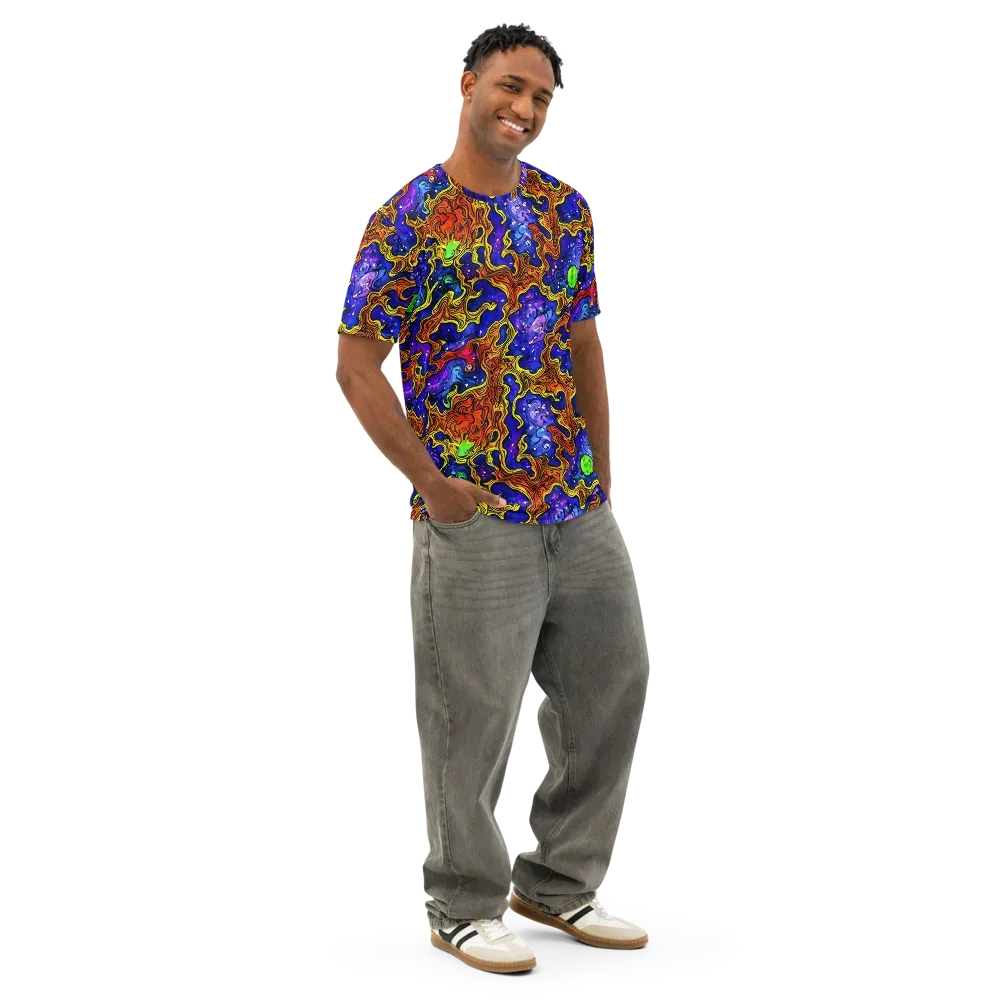 Electric Lava on Men's Cotton Crew Neck T-Shirt — Right Front