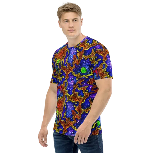 Electric Lava on a Men's Crew Neck T-Shirt