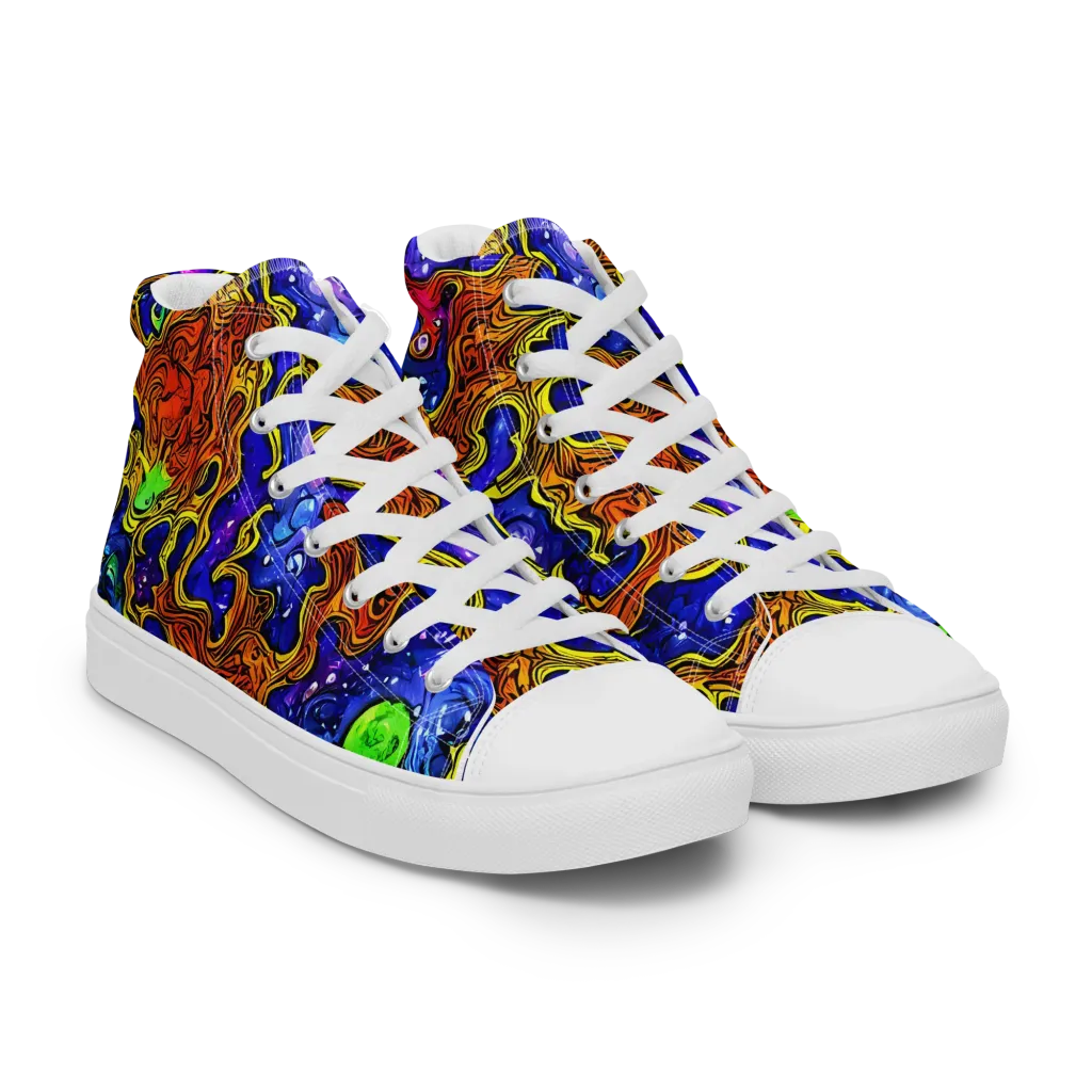 Electric Lava on Men's High Top Canvas Shoes — Right Front