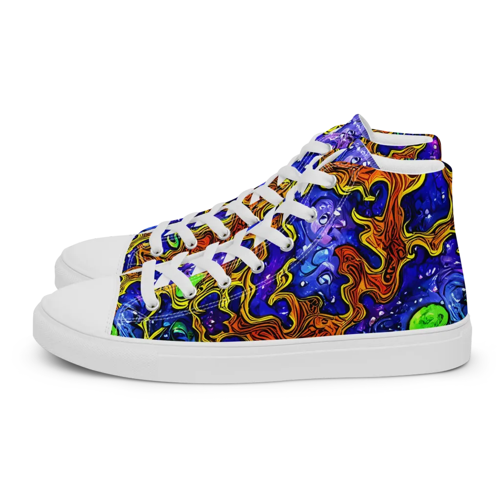 Electric Lava on Men's High Top Canvas Shoes — Left