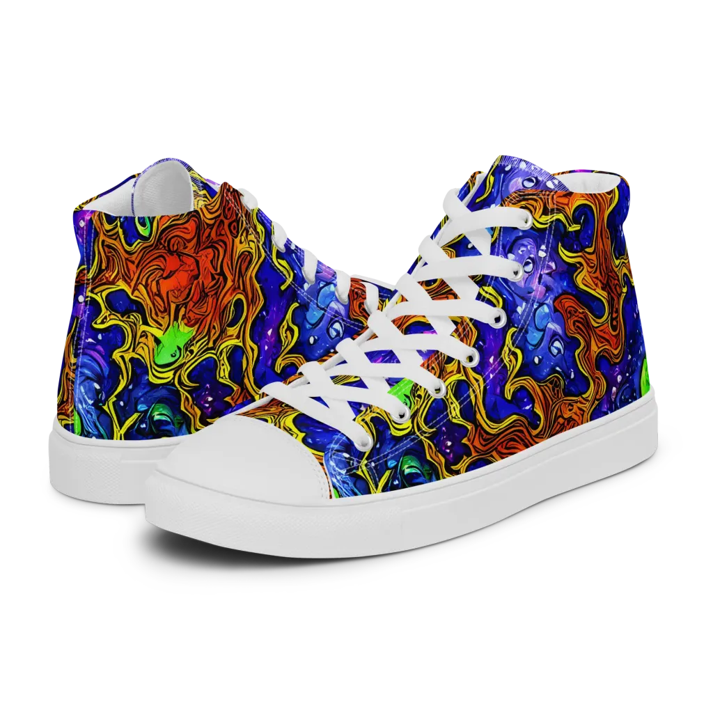 Electric Lava on Men's High Top Canvas Shoes — Left
