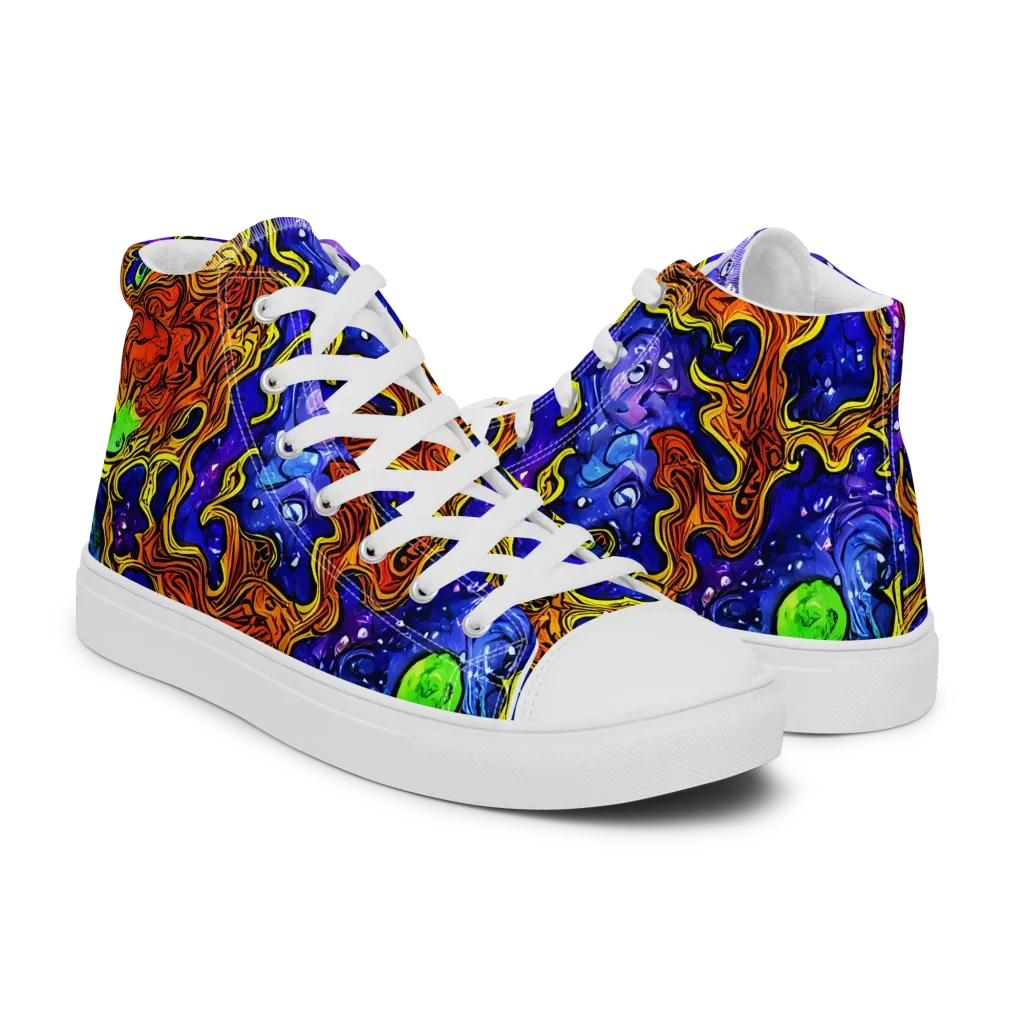 Electric Lava on Men's High Top Canvas Shoes — Right