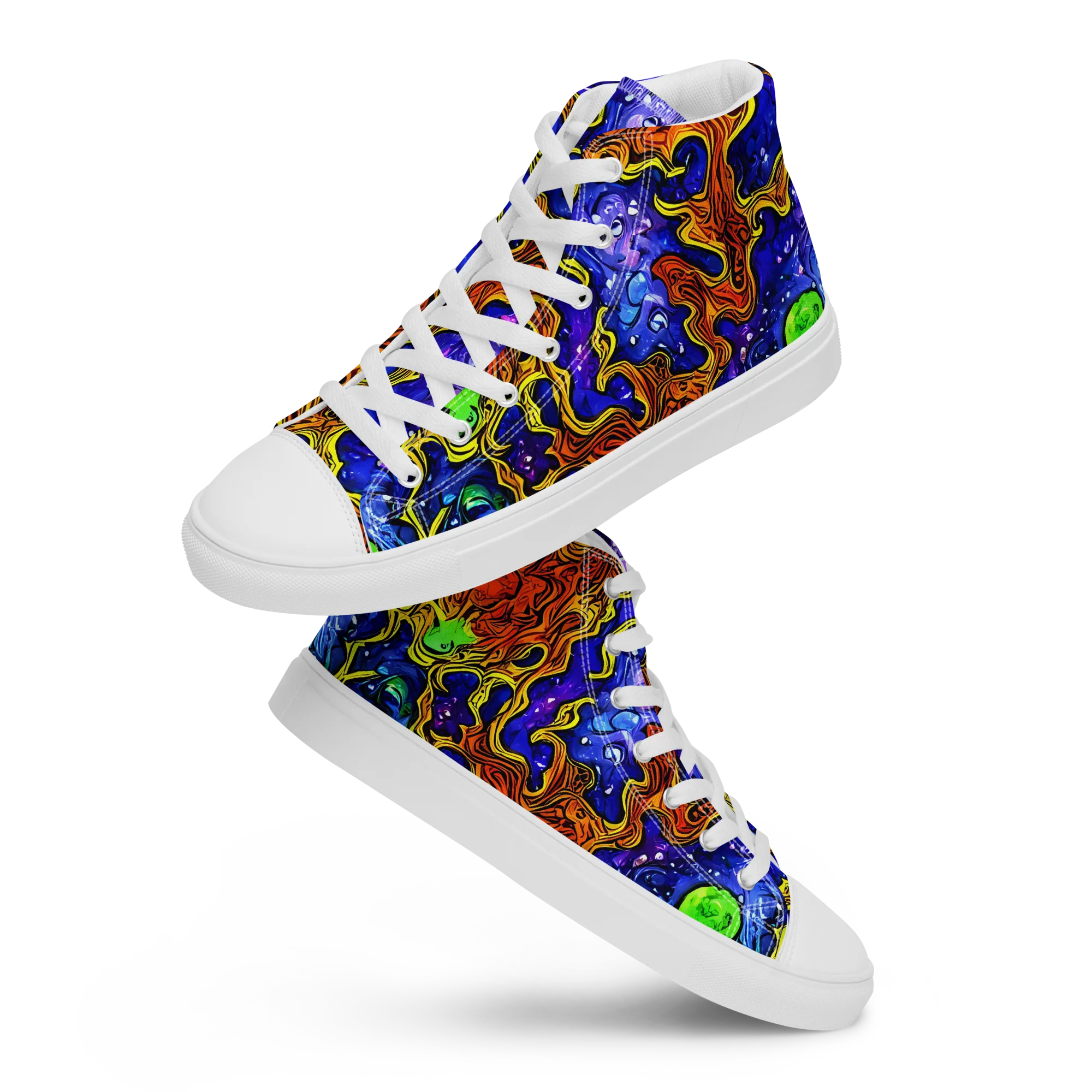 Electric Lava on Men's High Top Canvas Shoes — Front