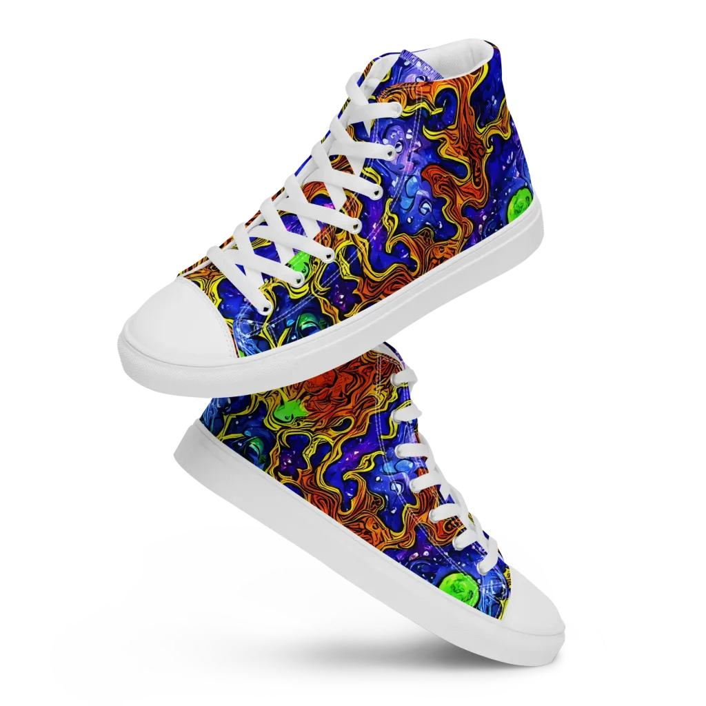 Electric Lava on Men's High Top Canvas Shoes — Front