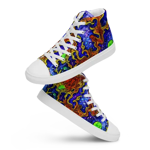 Electric Lava on a Men's High Top Canvas Shoes