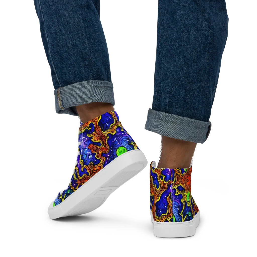 Electric Lava on Men's High Top Canvas Shoes — Back