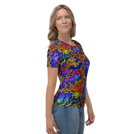 Electric Lava on a Women's Crew Neck T-Shirt