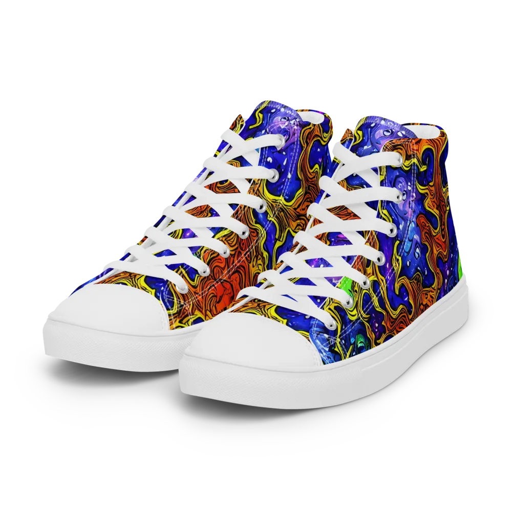 Electric Lava on Women's High Top Canvas Shoes — Left Front