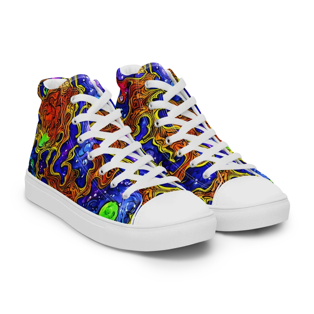 Electric Lava on Women's High Top Canvas Shoes — Right Front