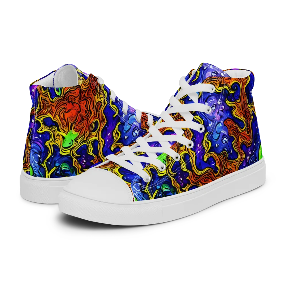 Electric Lava on Women's High Top Canvas Shoes — Left