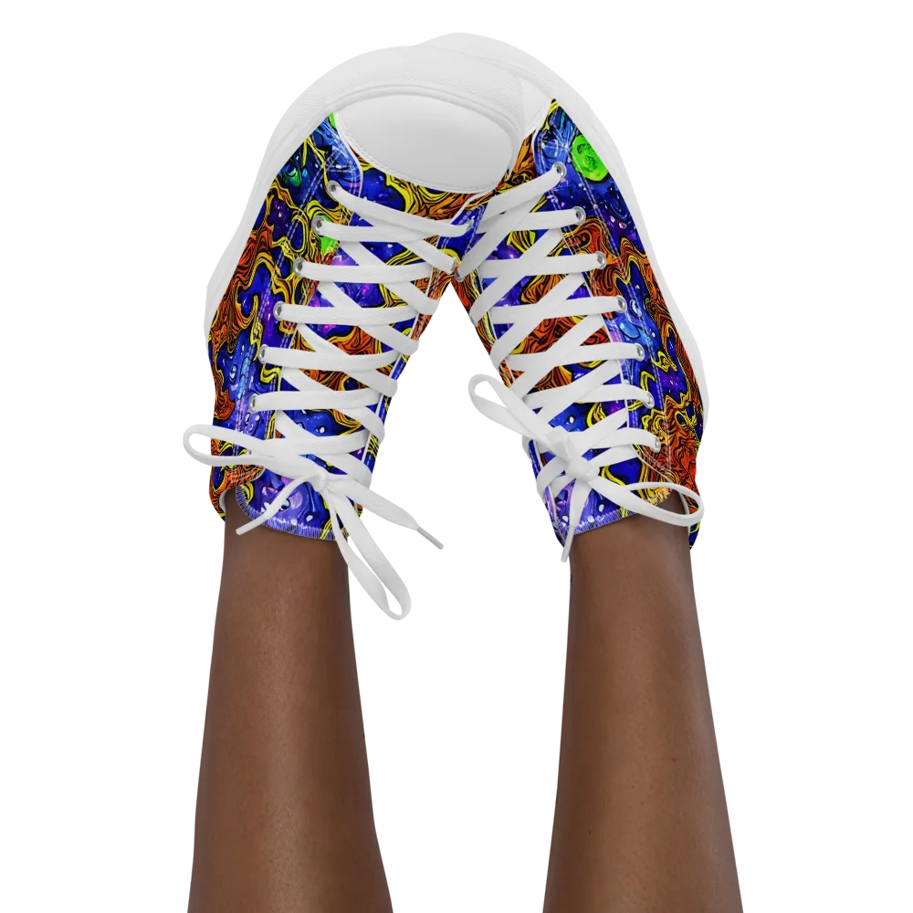 Electric Lava on Women's High Top Canvas Shoes — Front
